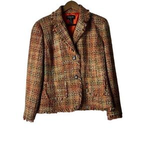 Focus 2000 Women’s Tweed Blazer Orange Multi Size 14P